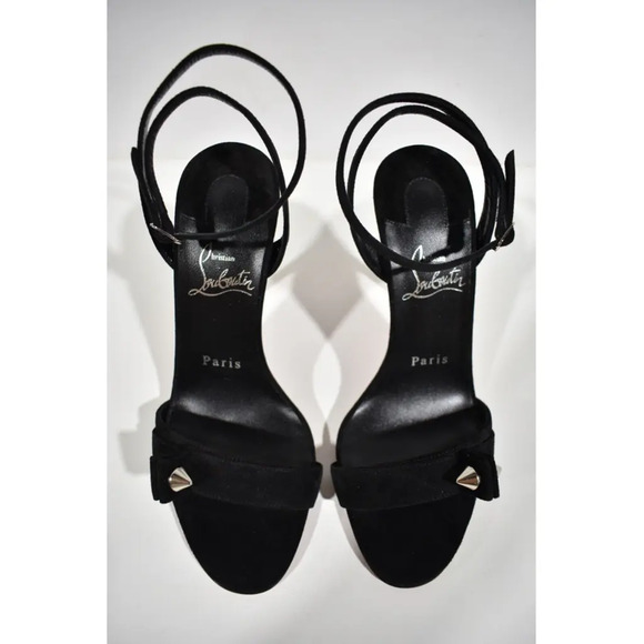 Christian Louboutin Umberta 100 Black Suede Ankle Strap Sandal Heel Pump 41 - Picture 7 of 12